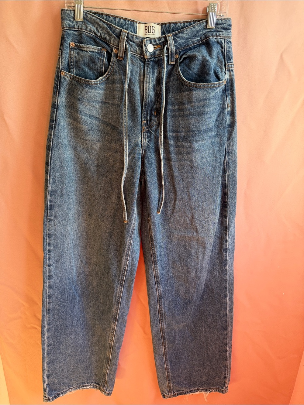 BDG Women's Blue Wide-Leg Jeans with Drawstring